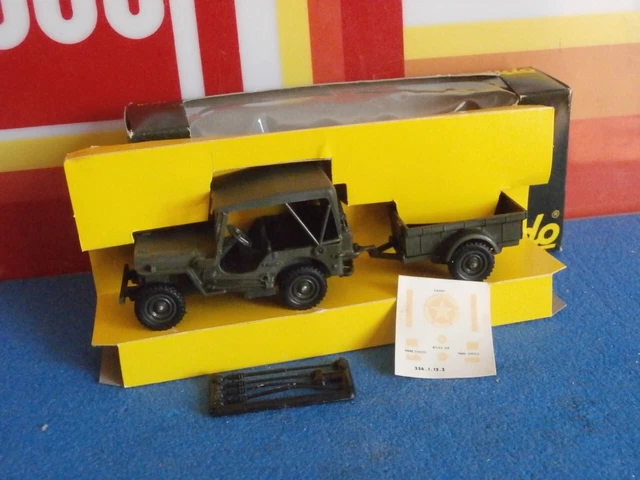 Jeep Willys Avec Remorque – Modèle Réduit Solido 1:43 – Occasion – Collection Militaire