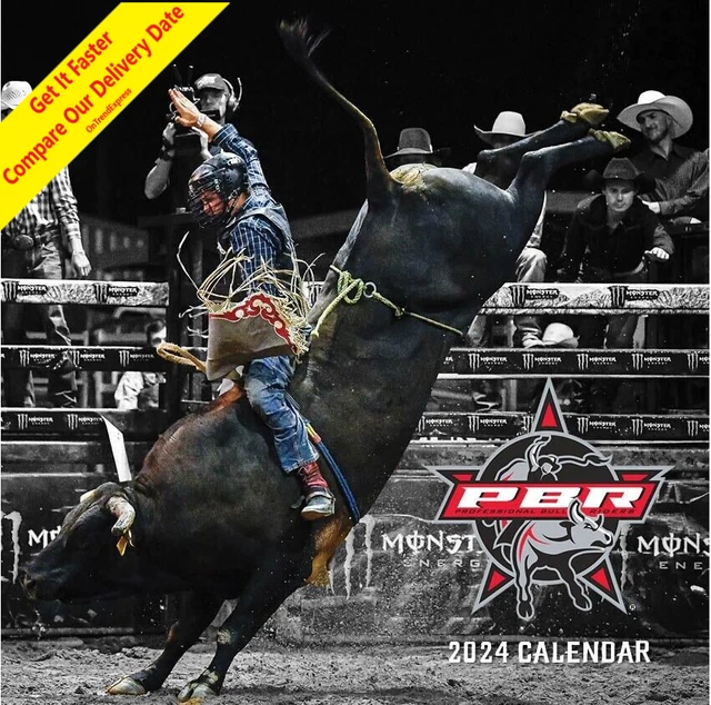 2024 PROFESSIONAL BULL Riding PBR Square Wall Calendar Paper Pocket