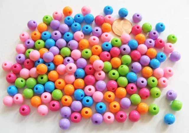150 perles Acryliques Rondes 8mm mix couleurs unies DIY Bijoux Déco