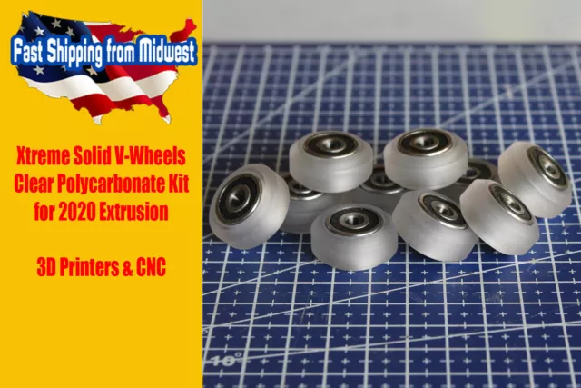 Xtreme Polycarbonate Solid V Wheel Kit for CNC V-Slot Rail, 1 to 4 Sets