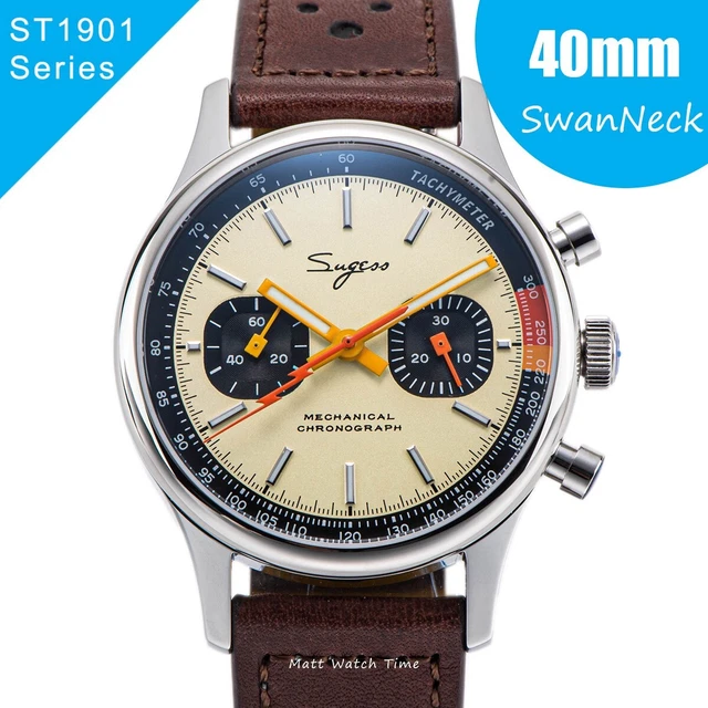 Sugess Chronograph Uhr ST1901 - Panda Design Aqua Green Saphirglas