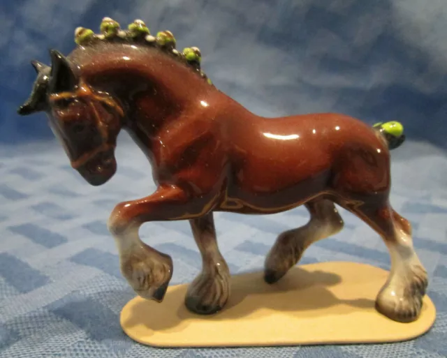 Hagen Renaker Miniature, Clydesdale Draft Horse on Base, Retired, #3127, US Made