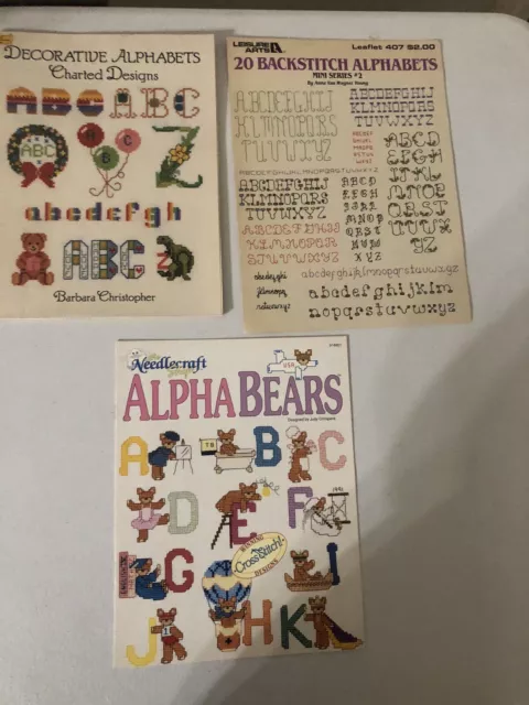 (3) Cross Stitch Pattern Leaflets/Book Assorted ALPHABETS