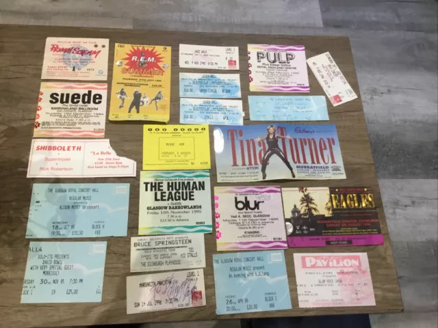 Blur The Human League David Bowie Pulp Eagles Ect Concert Ticket Stub Job Lot