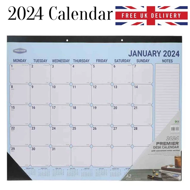 A2 DESK PAD Calendar Month to View Planner Organiser Easy View Wall