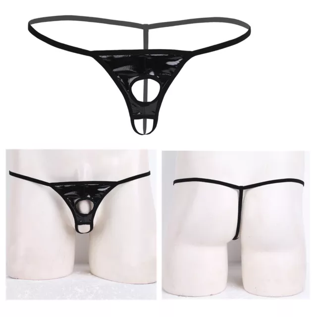 Herren Mini String Tanga Schritt offen Unterwäsche Thong mit Penis Loch Dessous