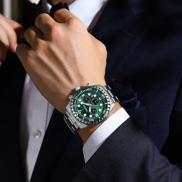 Uhren Herren Chronograph Luxus Design Armbanduhr Edelstahl Analog Quarzuhr Datum