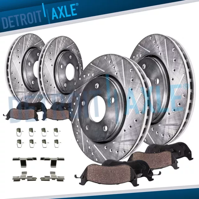 Front & Rear Drilled Rotors + Brake Pads for Dodge Ram 1500 Durango Chrysler