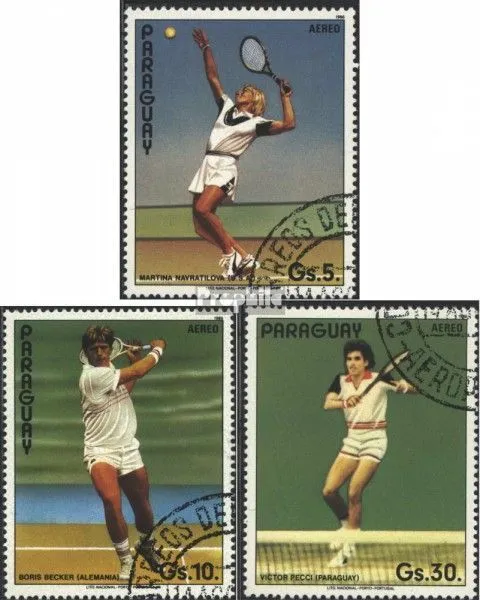 Paraguay 3962a-3964a (kompl.Ausg.) gestempelt 1986 Tennisspieler