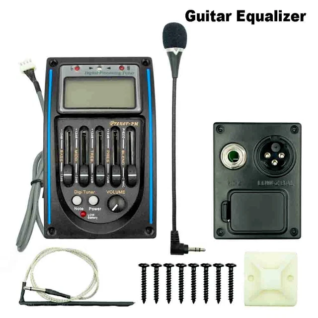 GUITAR EQUALIZER ACOUSTIC Preamp EQ Piezo Pickup Amplifier Tuner LCD