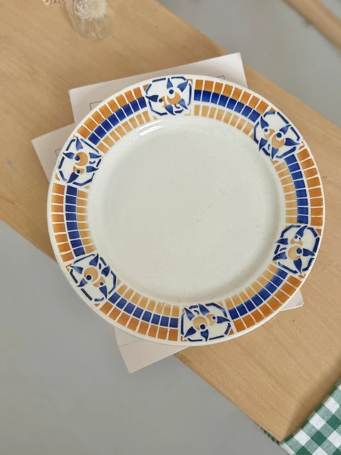 Un très beau dessous de plat vintage en faience Badonviller modèle Fécamp - Arts de la table