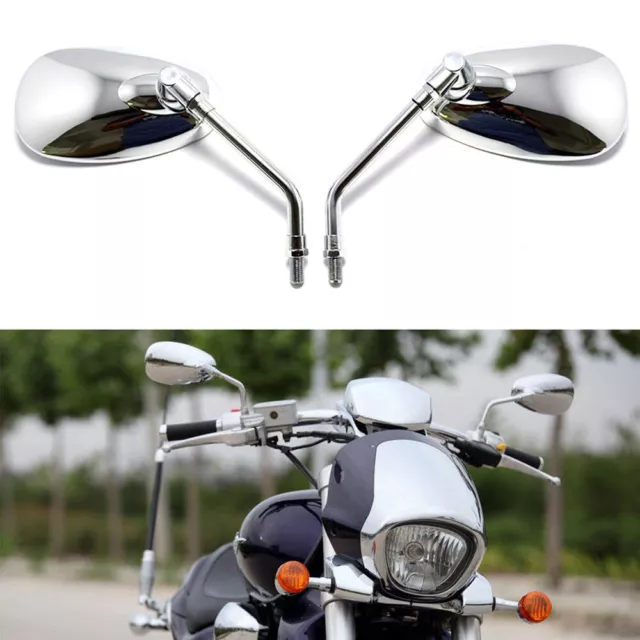 Chrome 10mm M10 Motorcycle Motorbike Scooter Rear View Mirrors Universal