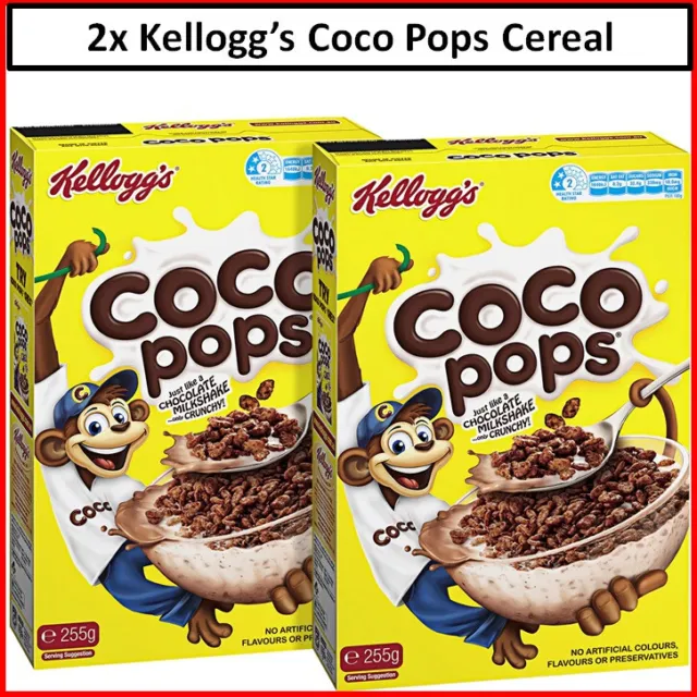 2x Kellogg's Coco Pops Cereal Kids Breakfast Easy Chocolatey Treats Snack