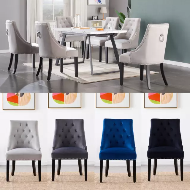 Velvet Pull Door Knocker Studded Dining Kitchen Accent Chairs Luxury Windsor