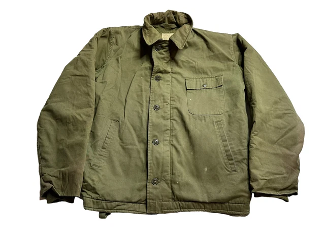 VINTAGE VIETNAM WAR US Navy N4 Deck Jacket Mens 36R USN Utility Blue  ...