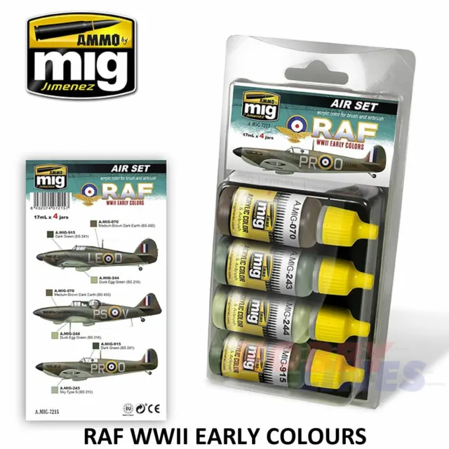 Ammo EARLY WWII RAF ACRYLIC PAINT SET Paint Modelling Mig Jimenez MIG7215