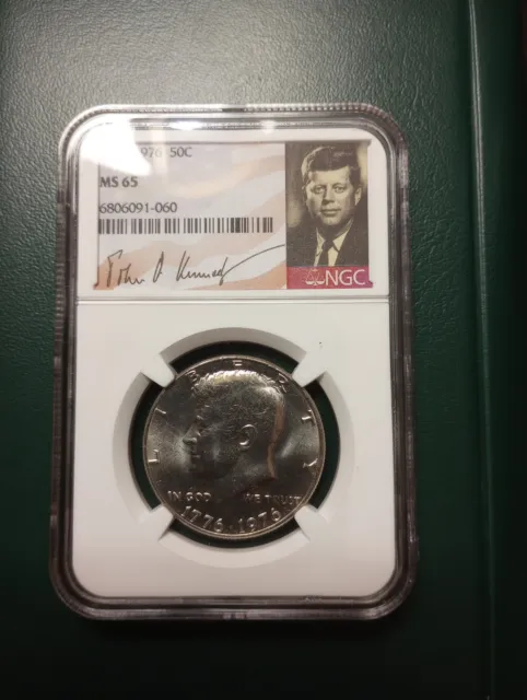 1976 Bicentennial Philly Kennedy Half NGC MS65 JFK Signature Label #060