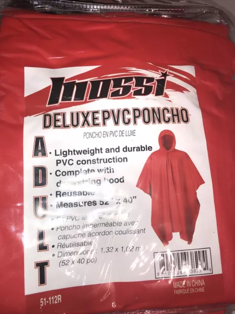 Mossi Outdoors Deluxe One Size Rain Poncho Adult ,with Hood Rain Poncho New