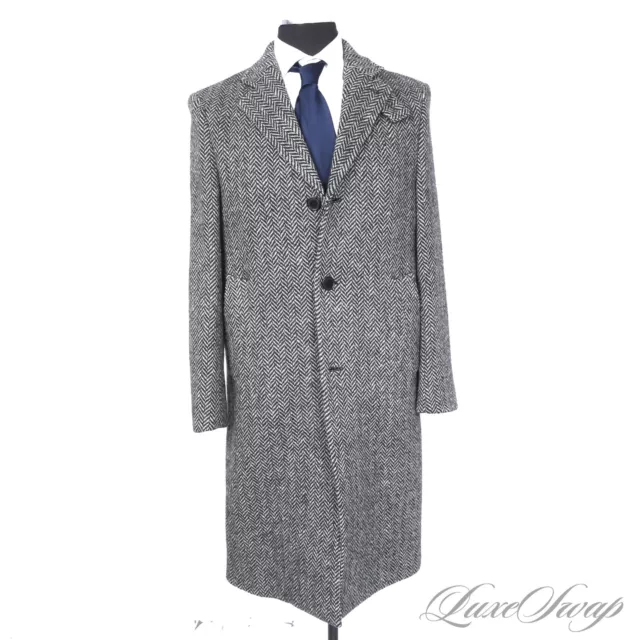 NWT Officine Generale Paris Grey Houndstooth Tweed Unstructured Long Coat 50 NR