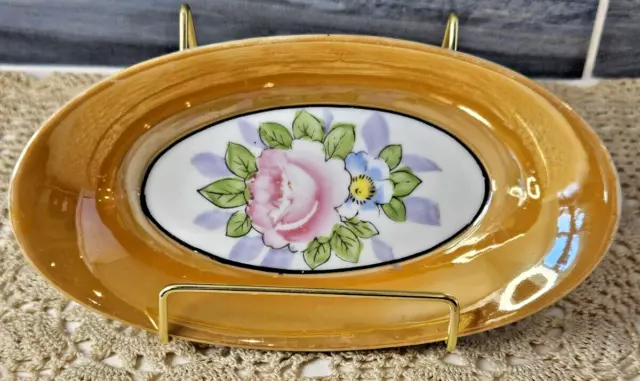 Vintage Porcelain Trico Japanese Hand Painted Luster Ware Floral (read)