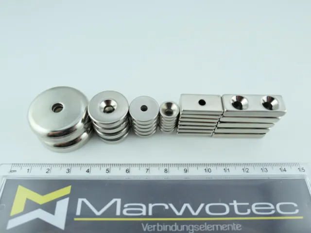 Neodym Magnet mit Bohrung und Senkung N45 Magnete mit Loch wählbar