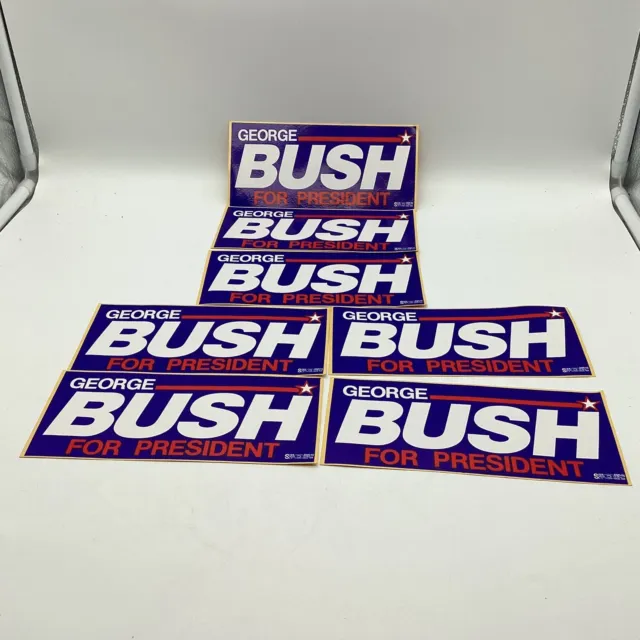 George Bush for President 7.5"x 3.5" BUMPER STICKERS 1988 Lot of 7 New Vintage