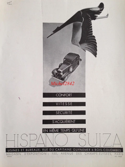 Publicité 1933 HISPANO SUIZA René Ravo automobile