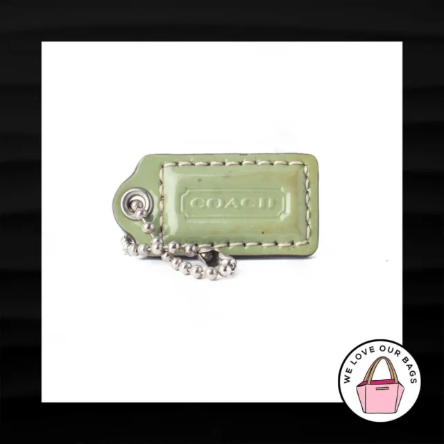 1.5" Small COACH GREEN PATENT LEATHER KEY FOB CHARM KEYCHAIN HANG TAG WRISTLET