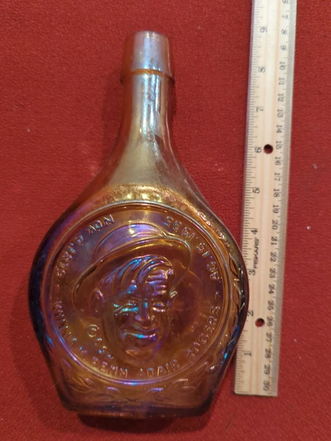 Vintage Collectible Will Rogers Wheaton Glass Golden Yellow Glass Bottle 8 1/4"
