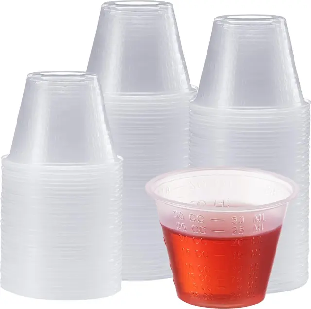[250 Count - 1 Oz.] Plastic Disposable Medicine Measuring Cup for Liquid Medicin