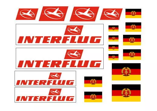 INTERFLUG DDR Flagge Fahne Modellbau-Aufkleber Decals Sticker 1:32