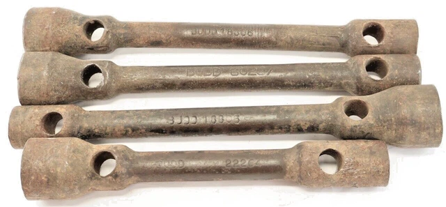 (4) BUDD Double Ended Tractor Truck Wheel Lug Nut Wrenches / CV Tools