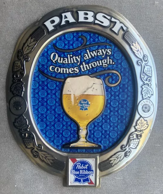 Vintage Pabst Blue Ribbon PBR Embossed Plastic Beer Sign P-1389 - 19" x 16"