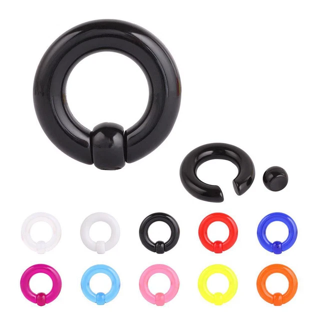 2pc Acrylic CBR Captive Bead Ring Septum Lip Nipple Tragus Earring Hoop 12g-00g