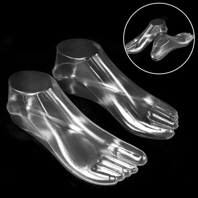 “Display Your Favorite Shoes and Accessories with These Clear Foot Models”
