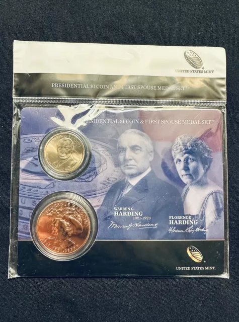 2014 $1 Coin & First Spouse Medal Set Warren G. & Florence Harding US Mint OGP