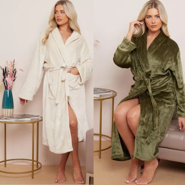 Women's Bathrobe Nightgown Flannel Fleece Bathrobe Women's Ladies Warm Soft Luxu