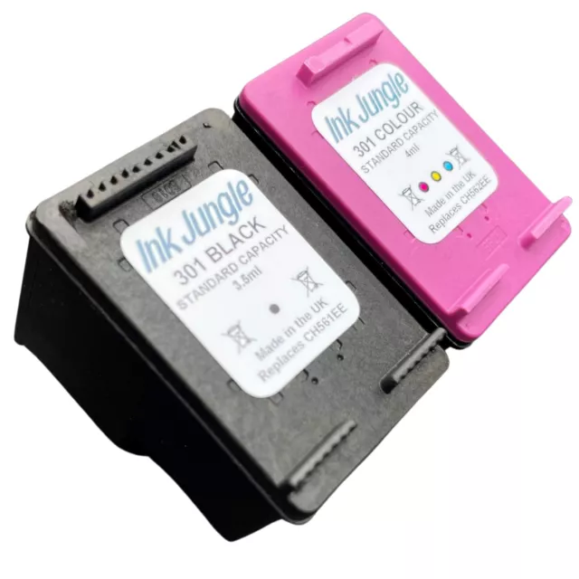 Refilled HP 301 Black & Colour Ink Cartridge For ENVY 4502 Inkjet Printer