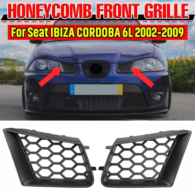 2X Grille de calandre en nid d'abeille Grille Pour SEAT Ibiza Cordoba Type 6L