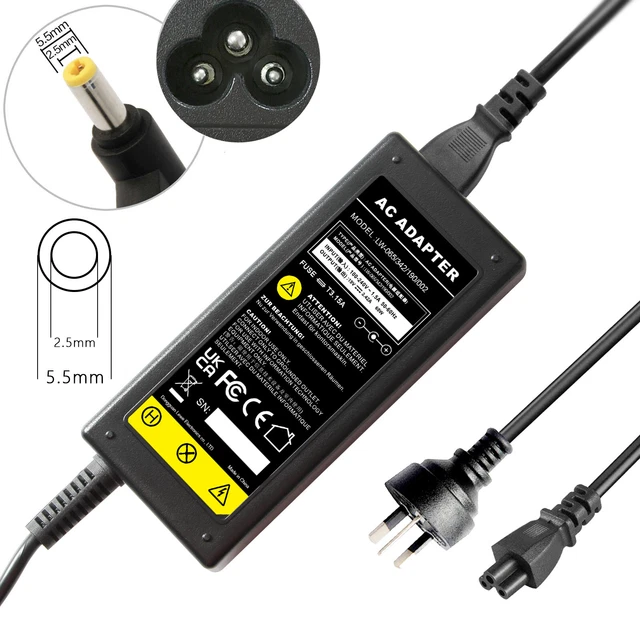 19V 3.42A 65W ADAPTER FOR ASUS TOSHIBA LAPTOP CHARGER POWER SUPPLY + Lead  Cord