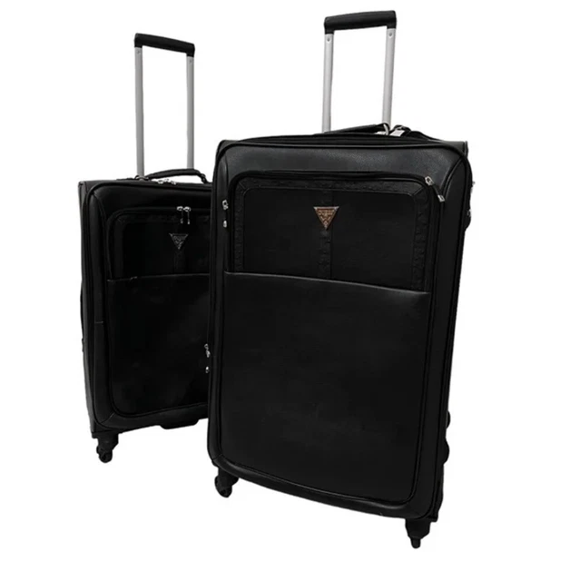 Guess Suitcases Set Black Pleather Luggage Bags Travel M & XL Carry On Luggage