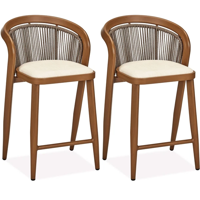 Bar Stool Set of 2 High Leg Structure Bar Stools, Patio Balcony Pool Bar Chairs