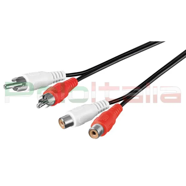 Cable 2,5m Audio 2 Rca Alargo Macho/Hembra Estéreo PC Auto Amplificador Hifi