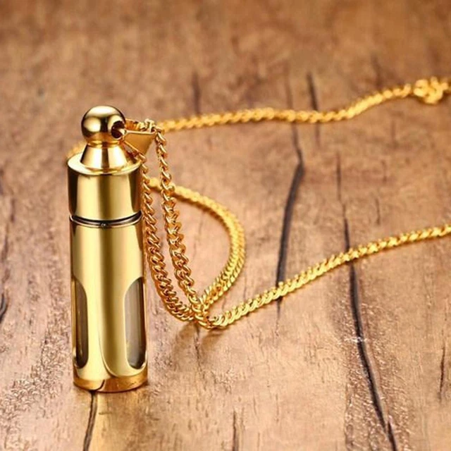 Fiole / bouteille / flacon pendentif de parfum acier inoxydable or rose