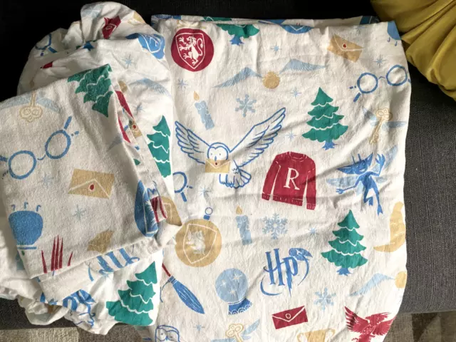 Harry Potter Flannel Sheet Set Holiday 100% Cotton Gryffindor Owl Twin Size Bed