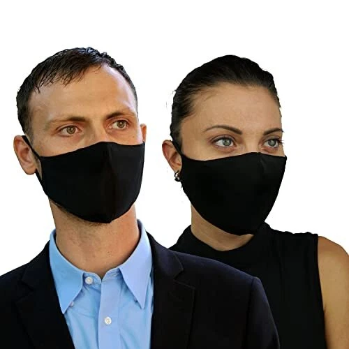 FLOWZOOM® Masque tissu lavable - lot de 2 masques noirs | Efficacité de filtr...