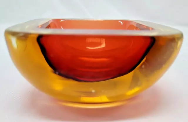 Vintage Hand Blown Art Glass Sommerso Yellow/Orange Bowl (chip)