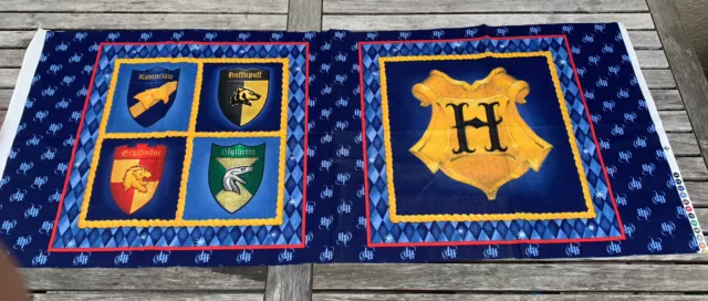 Lot of Vintage 2001 HARRY POTTER FABRIC 2 yds House Crests plus Hogwarts Panel