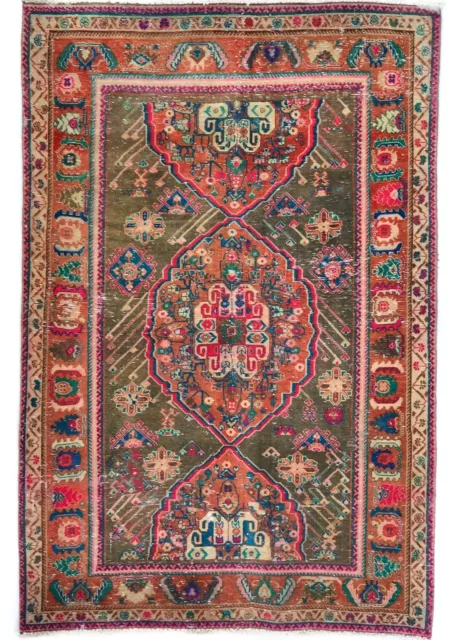 Muted Colors Semi Antique Brown Tribal 4X6 Oriental Rug Foyer Boho Decor Carpet