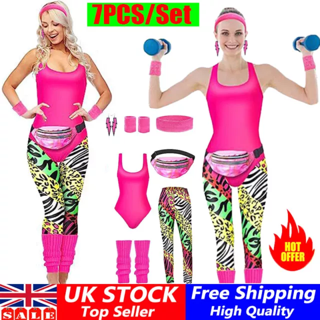 SMIFFYS 80'S DANCE Leotard Workout Fitness Adults Ladies Fancy Dress  Costume £26.69 - PicClick UK